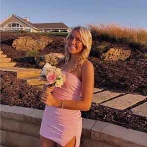 Lulu's Blush Pink Strapless Mini Dress